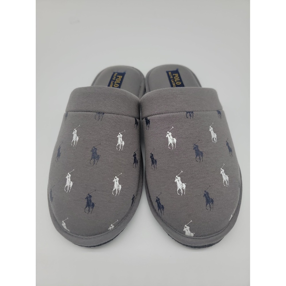 Polo Ralph Lauren Slippers Mens Size 8 Pony Logo Black Slide New!